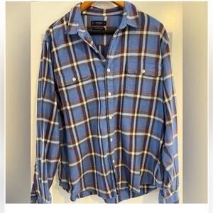 Lucky Brand - Men's Large Flannel Plaid Blue Button Up Long Sleeve Shirt. XL